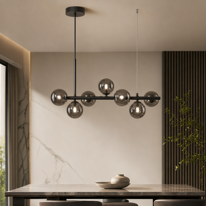 Modern Adjustable Pendant Light Cluster with Mouth-Blown Glass Shades and LED Bulbs for Kitchen Island 4