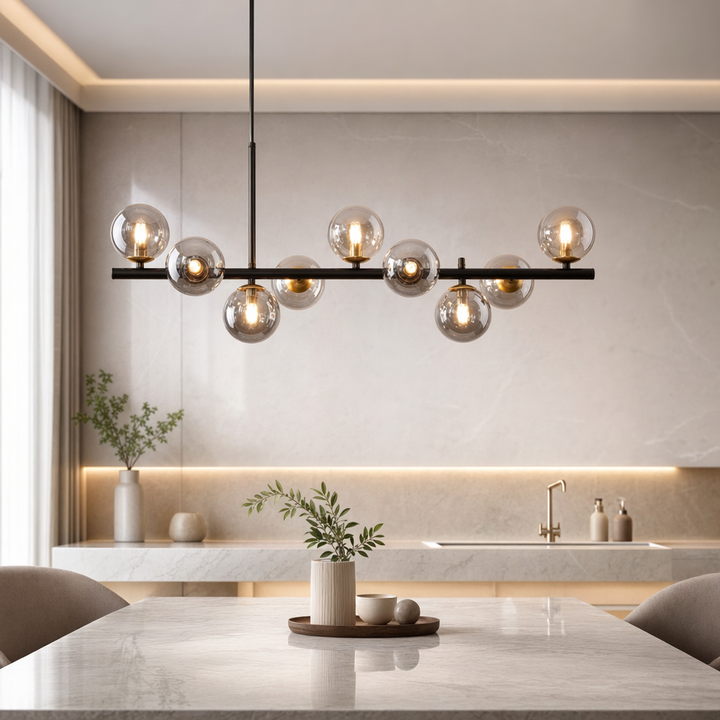 Modern Adjustable Pendant Light Cluster with Mouth-Blown Glass Shades and LED Bulbs for Kitchen Island 5
