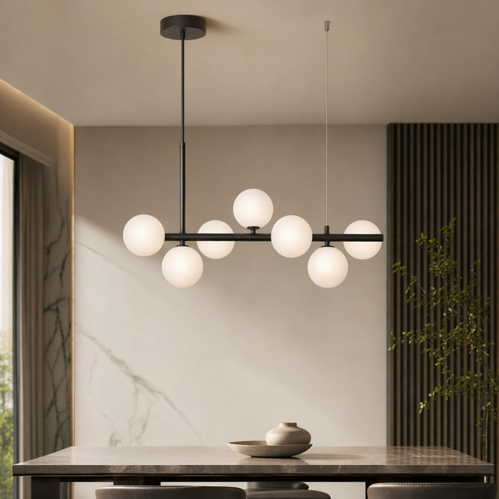 Modern Adjustable Pendant Light Cluster with Mouth-Blown Glass Shades and LED Bulbs for Kitchen Island 6