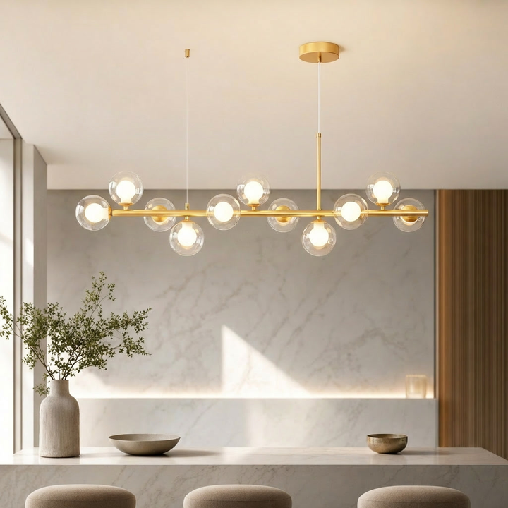 Modern Adjustable Pendant Light Cluster with Mouth-Blown Glass Shades and LED Bulbs for Kitchen Island 9