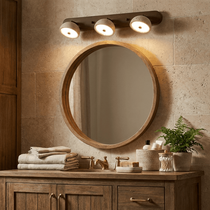 Modern Adjustable Vanity Light Fixture in Travertine with Dimmable LED for Bathroom Lighting 2