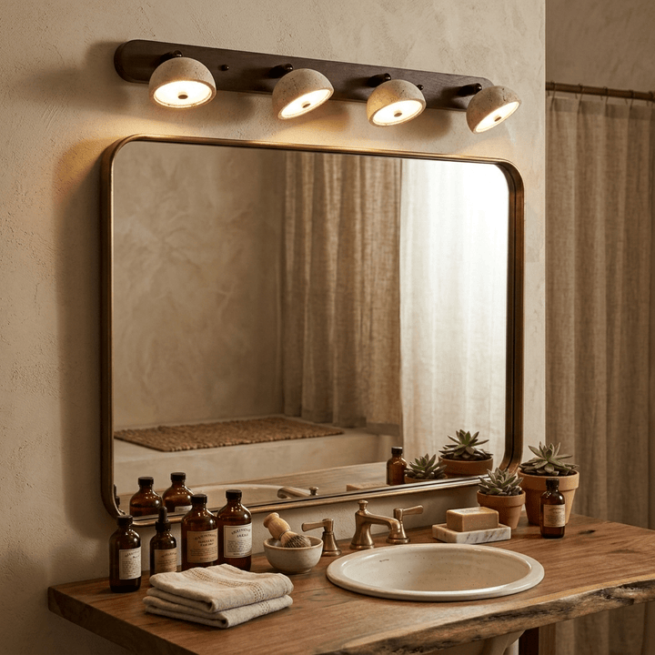 Modern Adjustable Vanity Light Fixture in Travertine with Dimmable LED for Bathroom Lighting 4