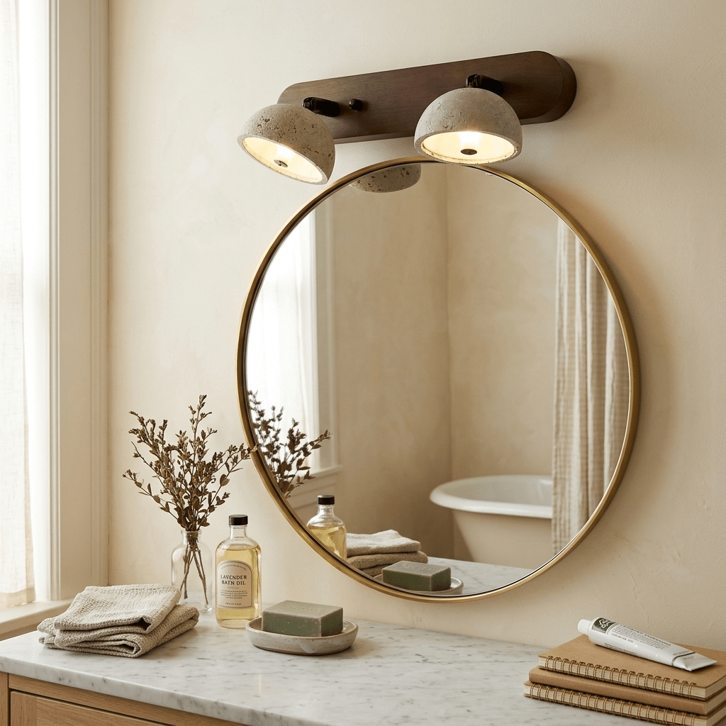 Modern Adjustable Vanity Light Fixture in Travertine with Dimmable LED for Bathroom Lighting 5