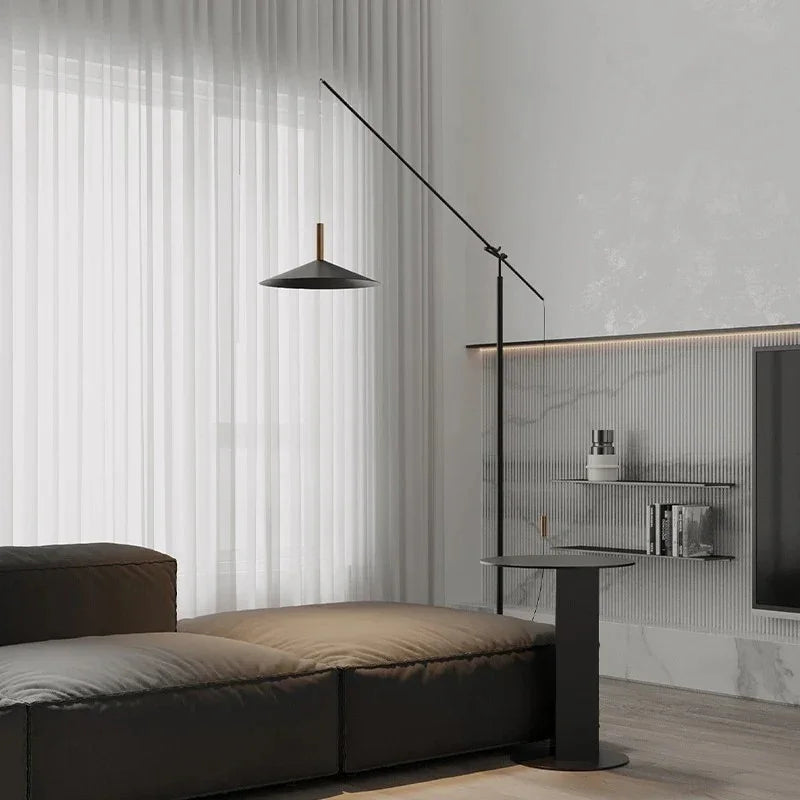 Modern Black Floor Lamp Adjustable Iron Structure LED Light for Living Room and Contemporary Spaces 1