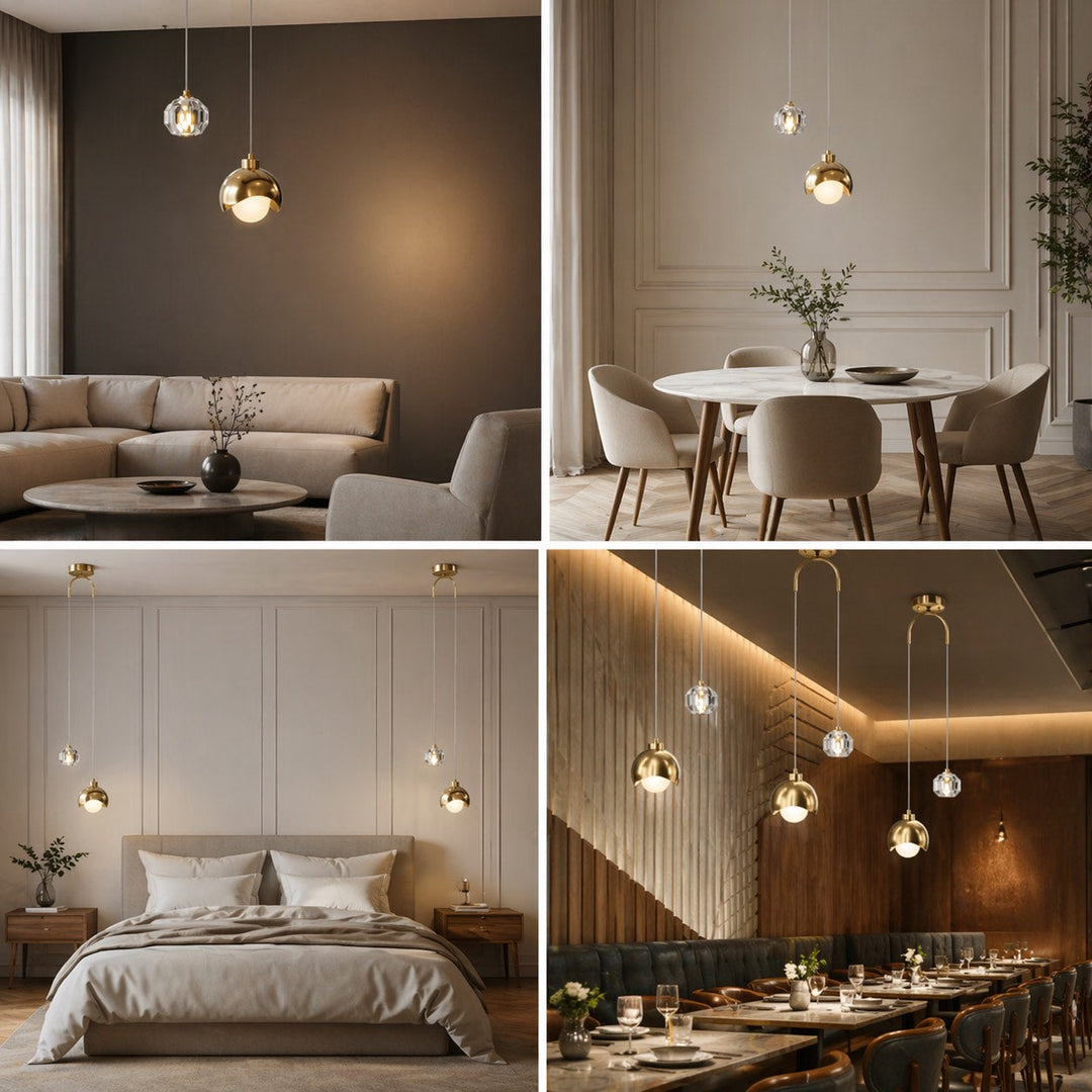 Modern Black Pendant Light Adjustable Hanging Glass with Dimmable LED for Kitchen Dining Room 2