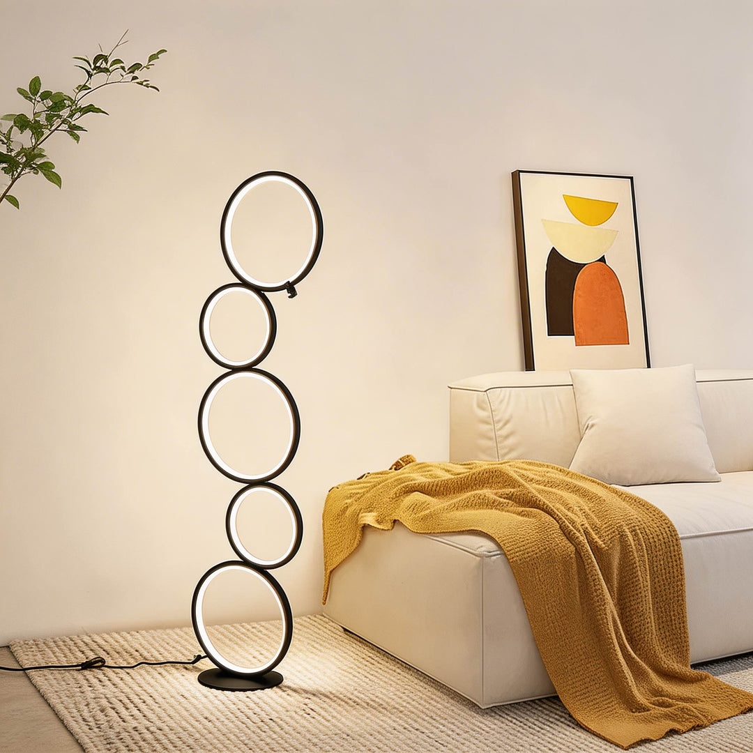 Modern Floor Lamp Adjustable Height Circular Iron PVC LED for Living Room Bedroom Lighting 0