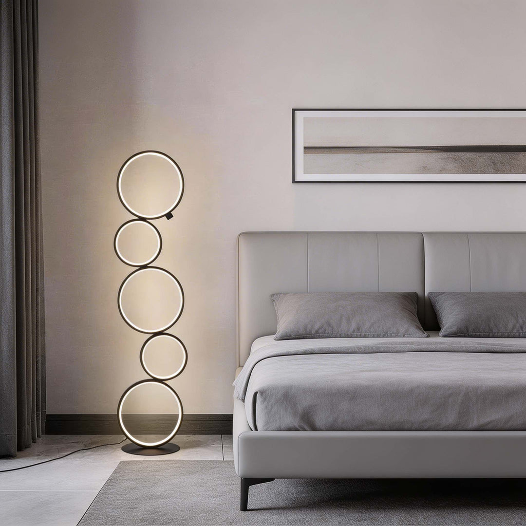 Modern Floor Lamp Adjustable Height Circular Iron PVC LED for Living Room Bedroom Lighting 1