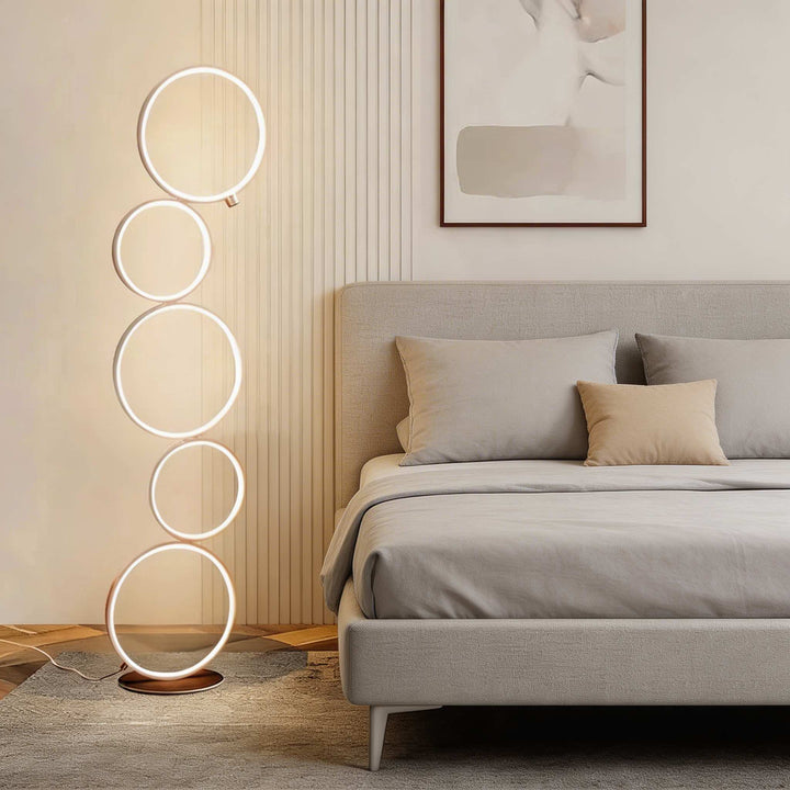 Modern Floor Lamp Adjustable Height Circular Iron PVC LED for Living Room Bedroom Lighting 2