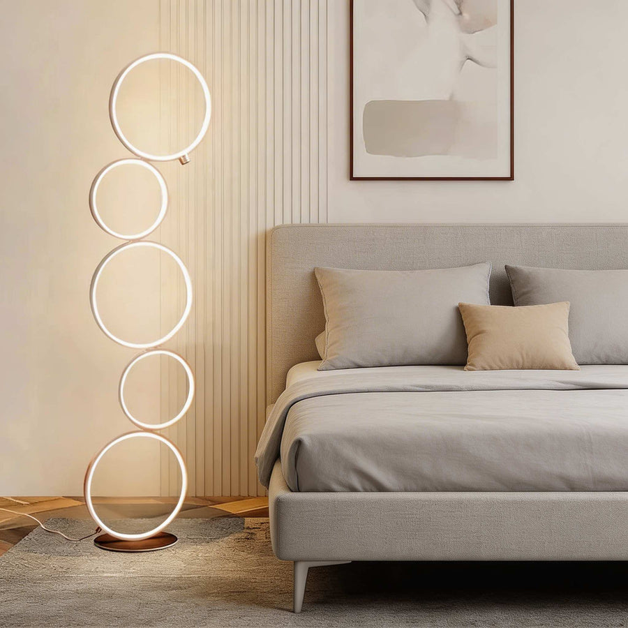 Modern Floor Lamp Adjustable Height Circular Iron PVC LED for Living Room Bedroom Lighting in the bedroom