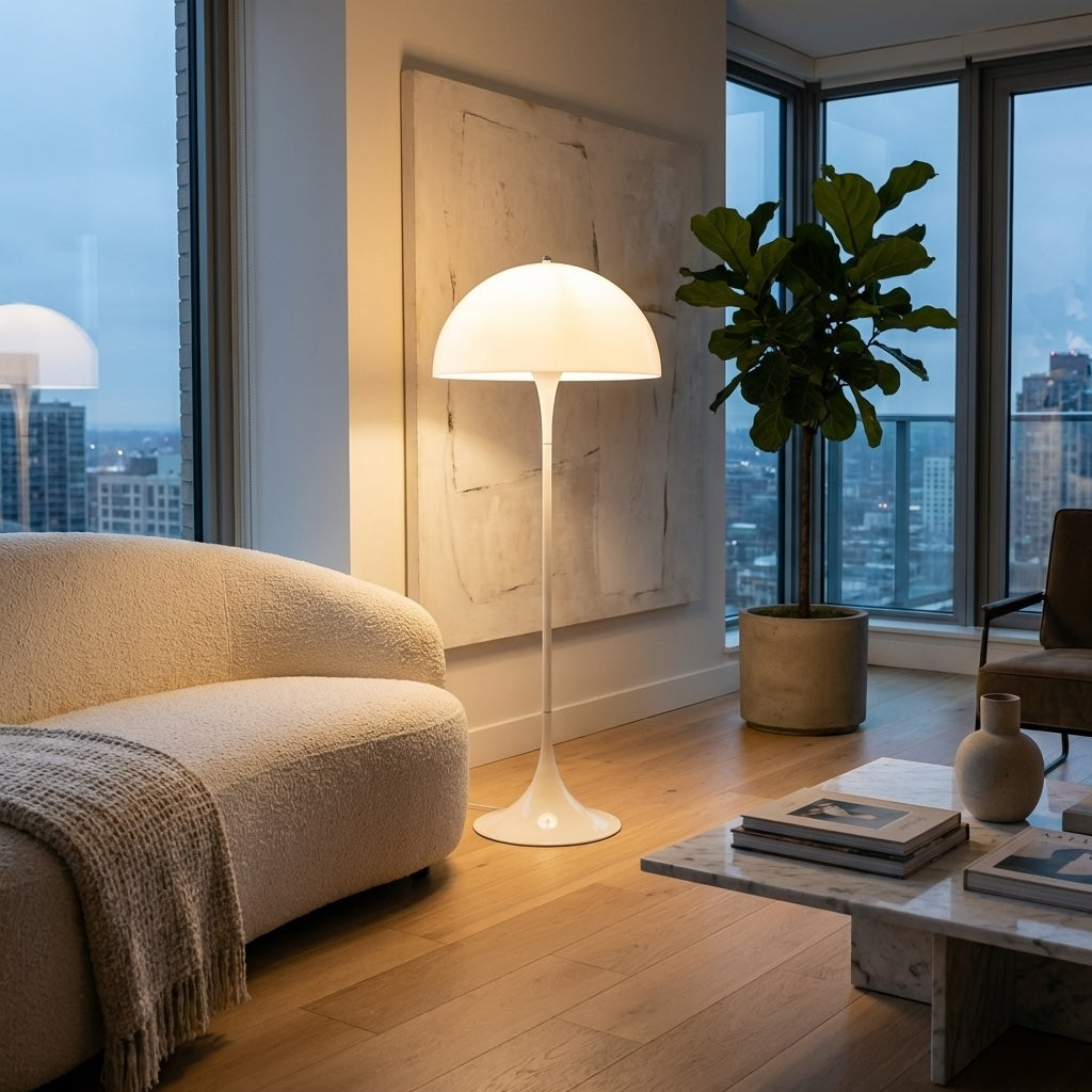 Modern Floor Lamp Standing Design Acrylic LED Light Adjustable Height for Living Room Illumination 4