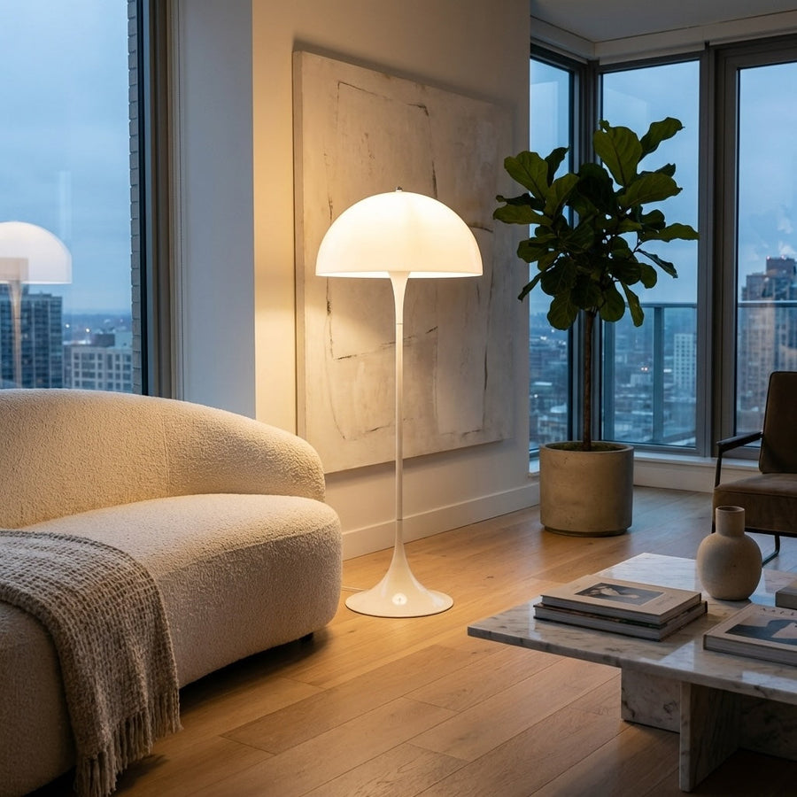 Modern Floor Lamp Standing Design Acrylic LED Light Adjustable Height for Living Room Illumination in the city apartment