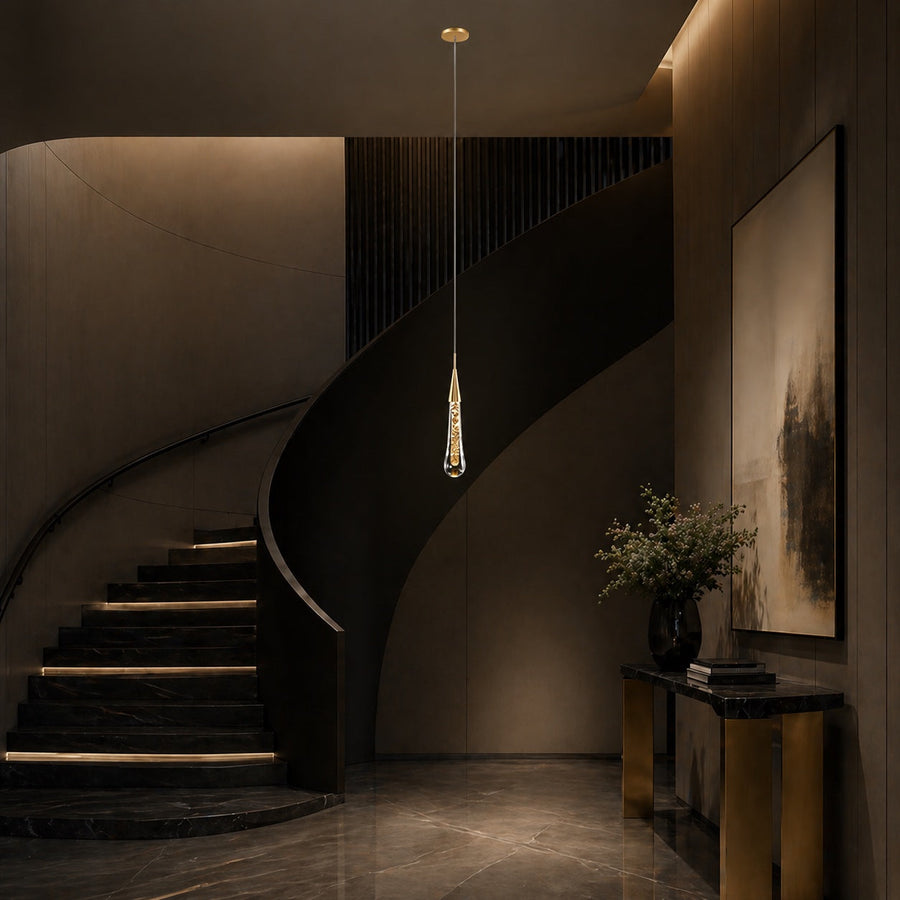 Modern Gold Chandelier Pendant Light Hanging Aluminum LED Fixture for Dining Room Illumination
