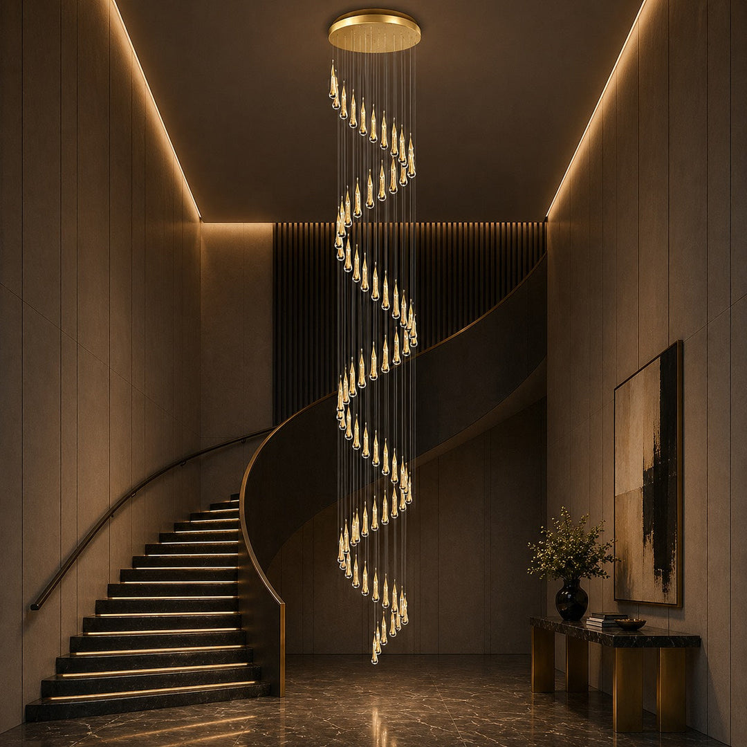 Modern Gold Chandelier Pendant Light Hanging Aluminum LED Fixture for Dining Room Illumination 11