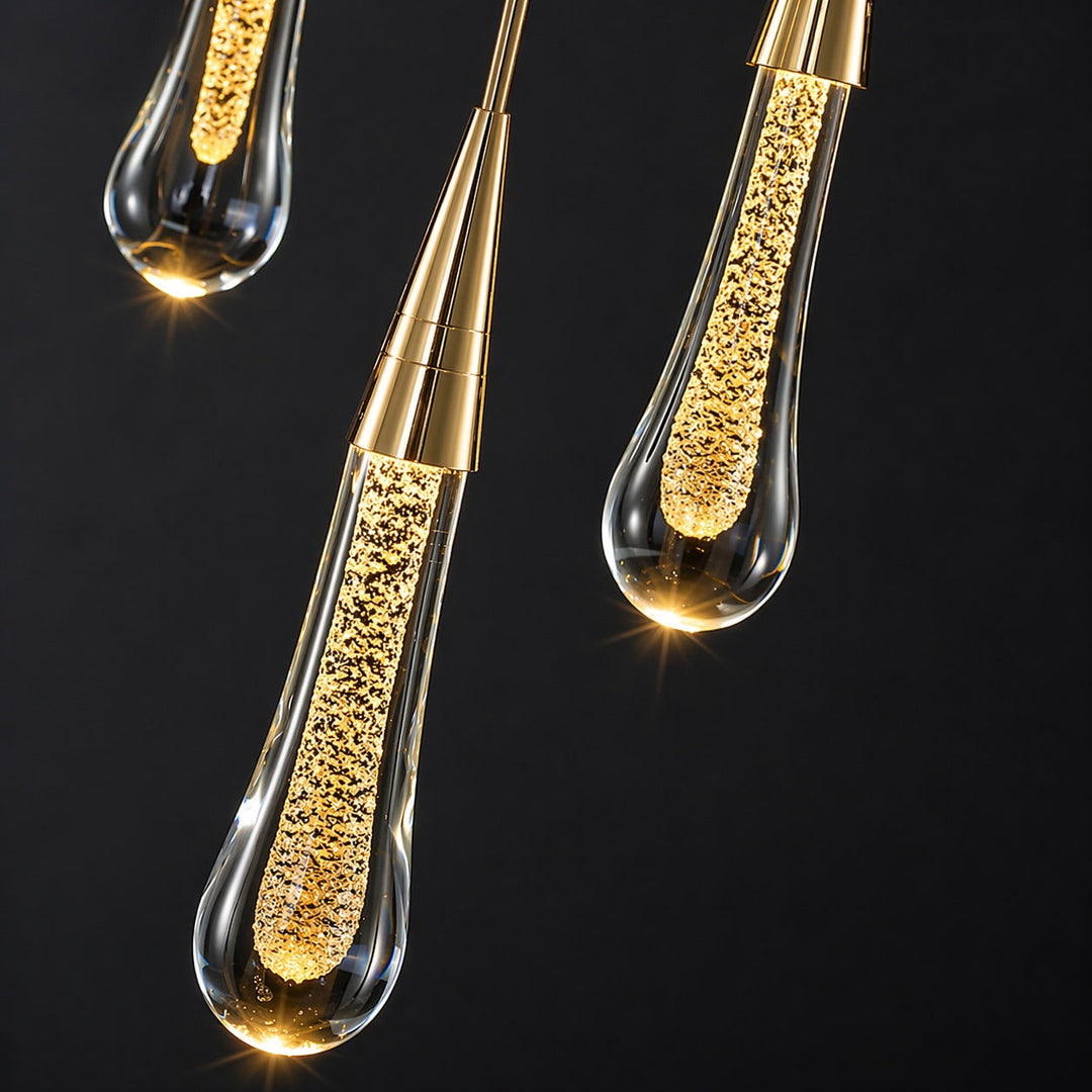 Modern Gold Chandelier Pendant Light Hanging Aluminum LED Fixture for Dining Room Illumination 5