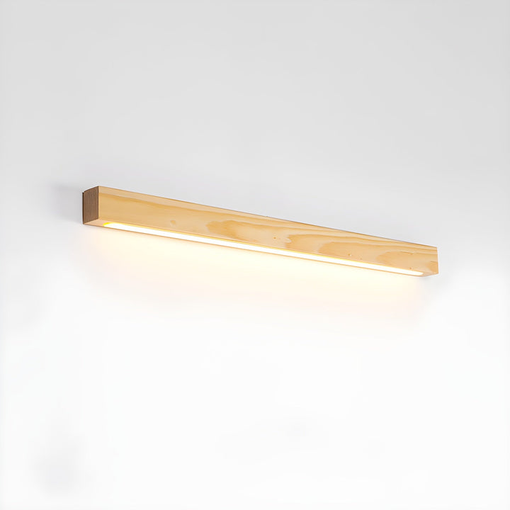 Modern Linear Wall Light Wood Flush Mount LED Fixture with Dimmable Functionality 0