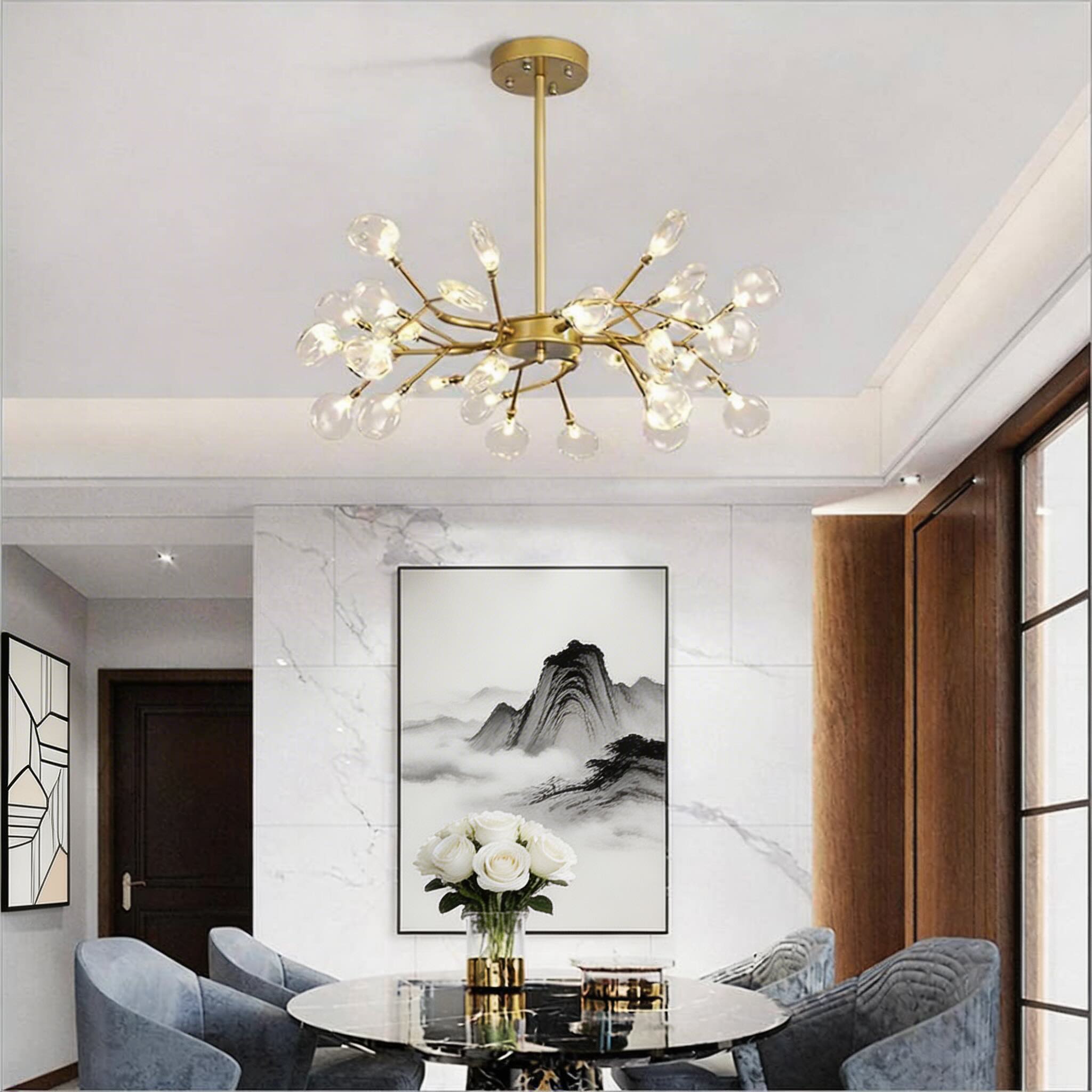 Modern Pendant Light 27-Light Adjustable Metal LED Fixture for Kitchen Pendant Lighting