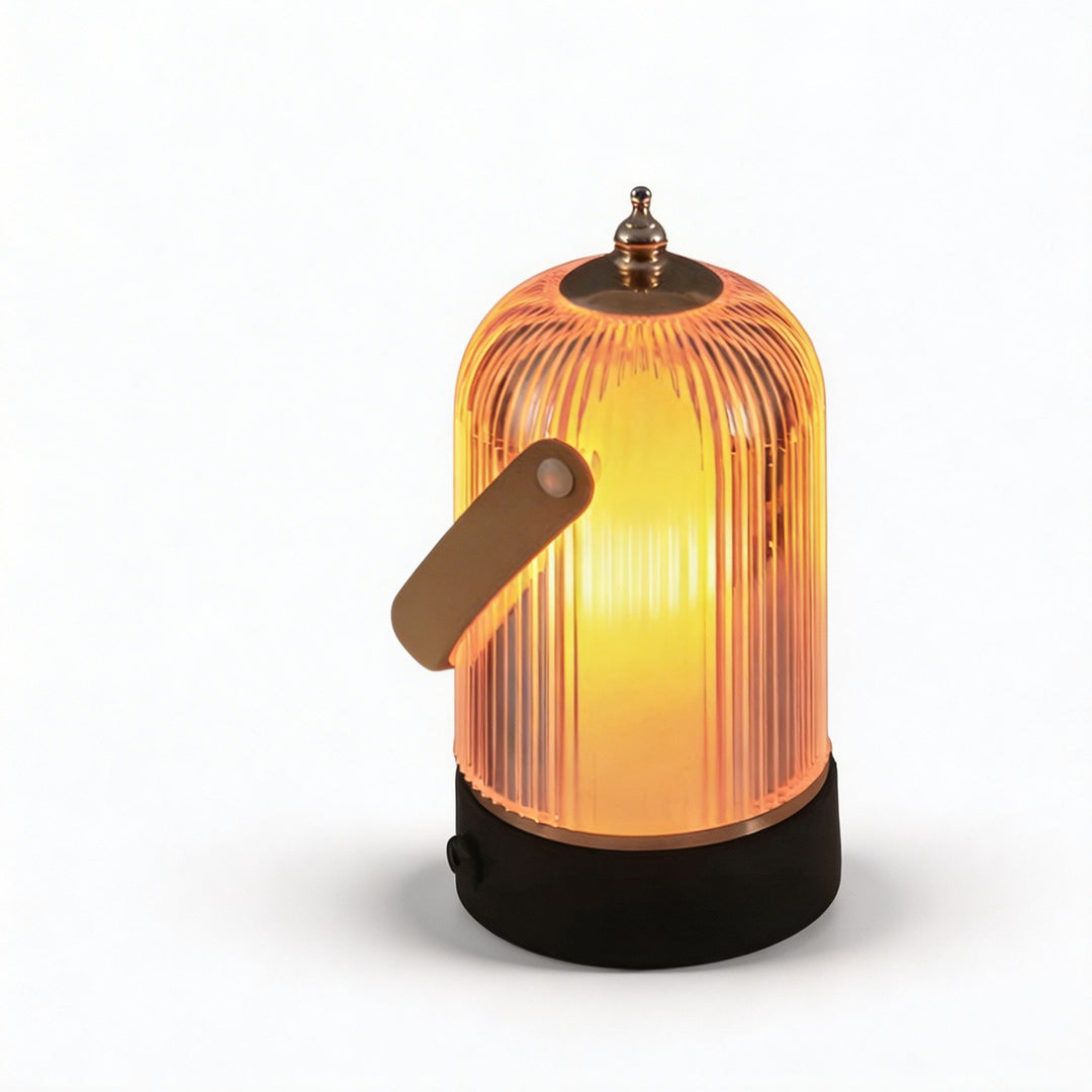 Modern Ribbed Glass Table Lamp Adjustable Metal Base Dimmable LED Light for Bedroom Office 3