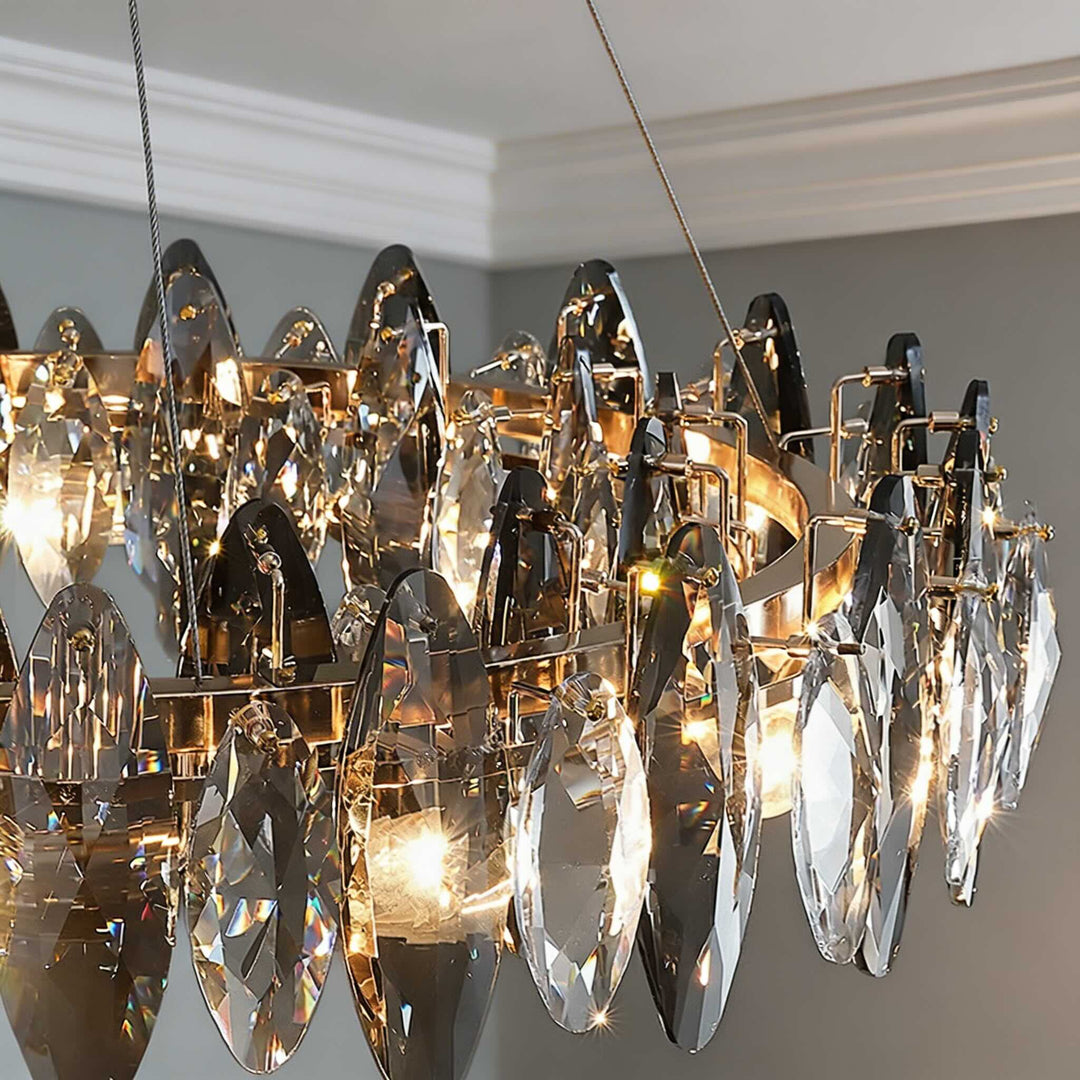 Modern Round Chandelier Light Adjustable Hanging Iron Frame K9 Crystal LED 3000K 4