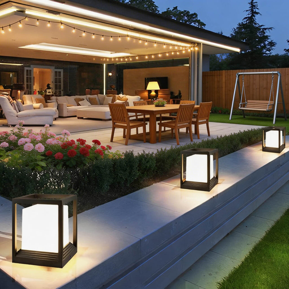 Modern Solar Garden Light Outdoor Pedestal Fixture Aluminum Adjustable LED Waterproof 1
