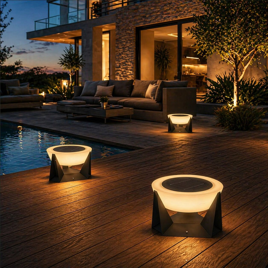 Modern Solar Post Light Outdoor Stainless Steel Acrylic LED Waterproof 3000K Warm White 1