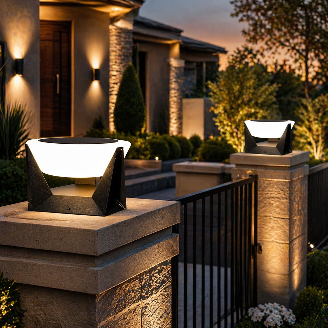 Modern Solar Post Light Outdoor Stainless Steel Acrylic LED Waterproof 3000K Warm White 2