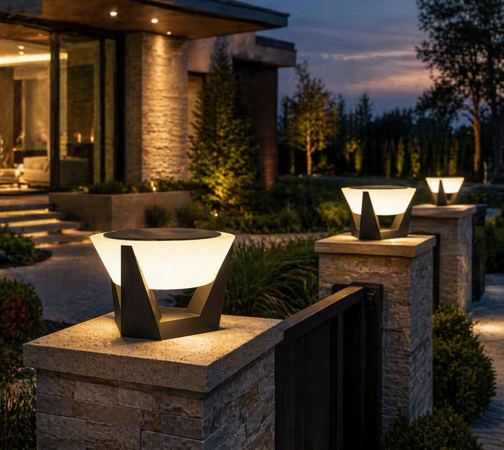 Modern Solar Post Light Outdoor Stainless Steel Acrylic LED Waterproof 3000K Warm White 3