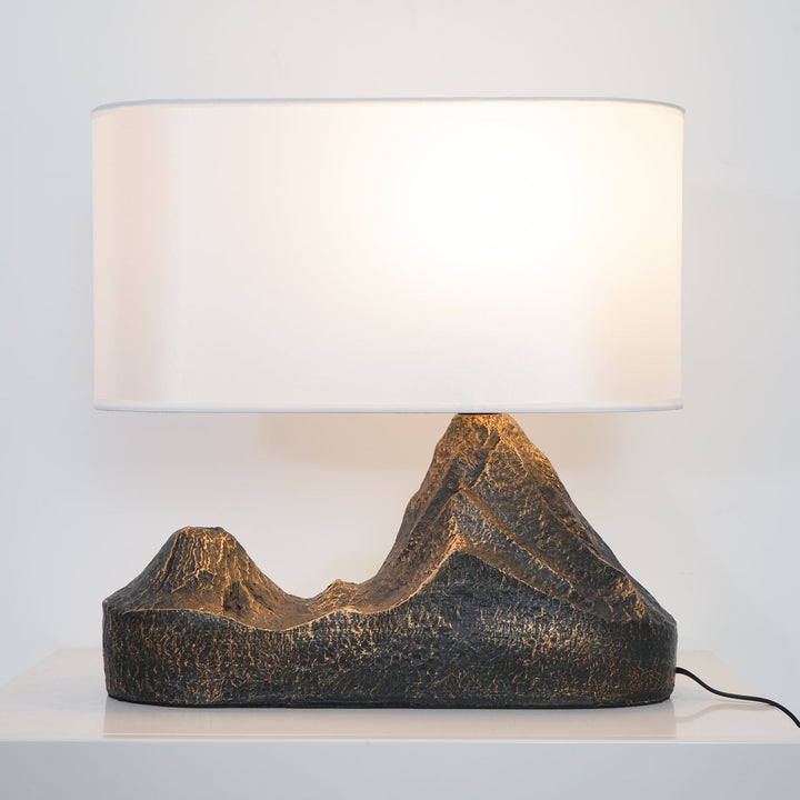 Modern Table Lamp with Bronze Finish and White Fabric Shade for Bedroom or Living Room Use 6