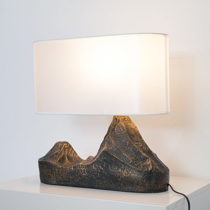 Modern Table Lamp with Bronze Finish and White Fabric Shade for Bedroom or Living Room Use 7
