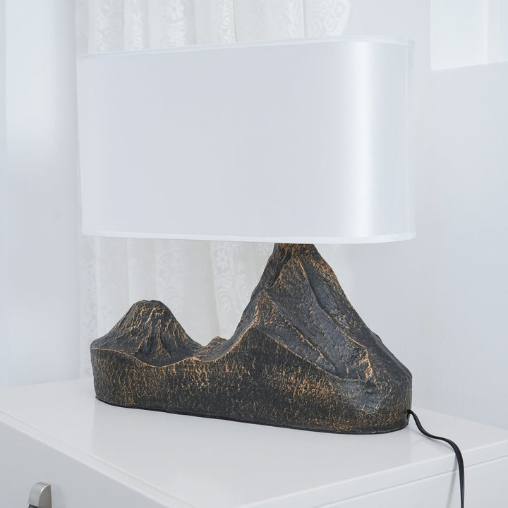 Modern Table Lamp with Bronze Finish and White Fabric Shade for Bedroom or Living Room Use 8