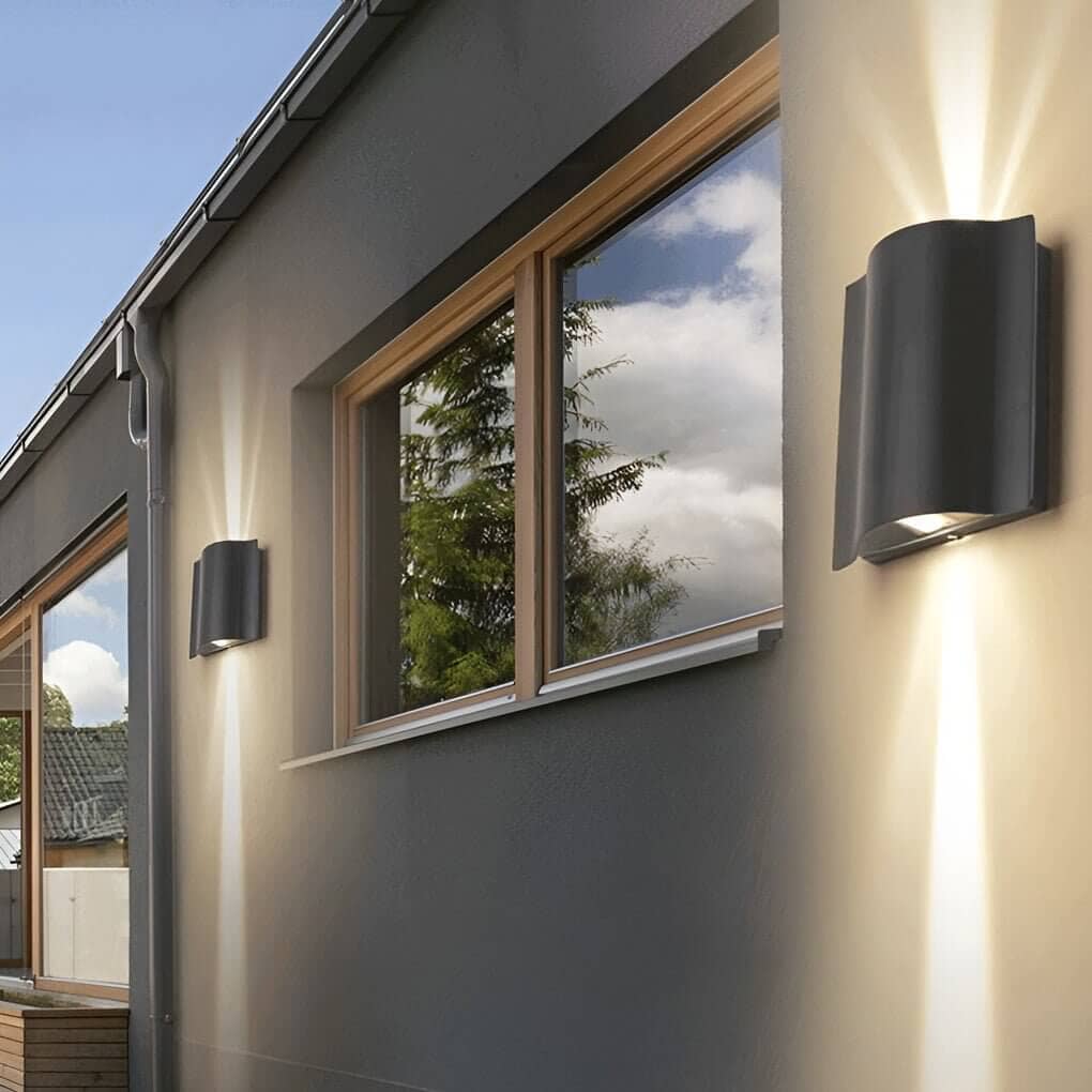 Modern Wavy Wall Light Up Down Mount Die-Cast Aluminum Glass LED Outdoor Fixture 0
