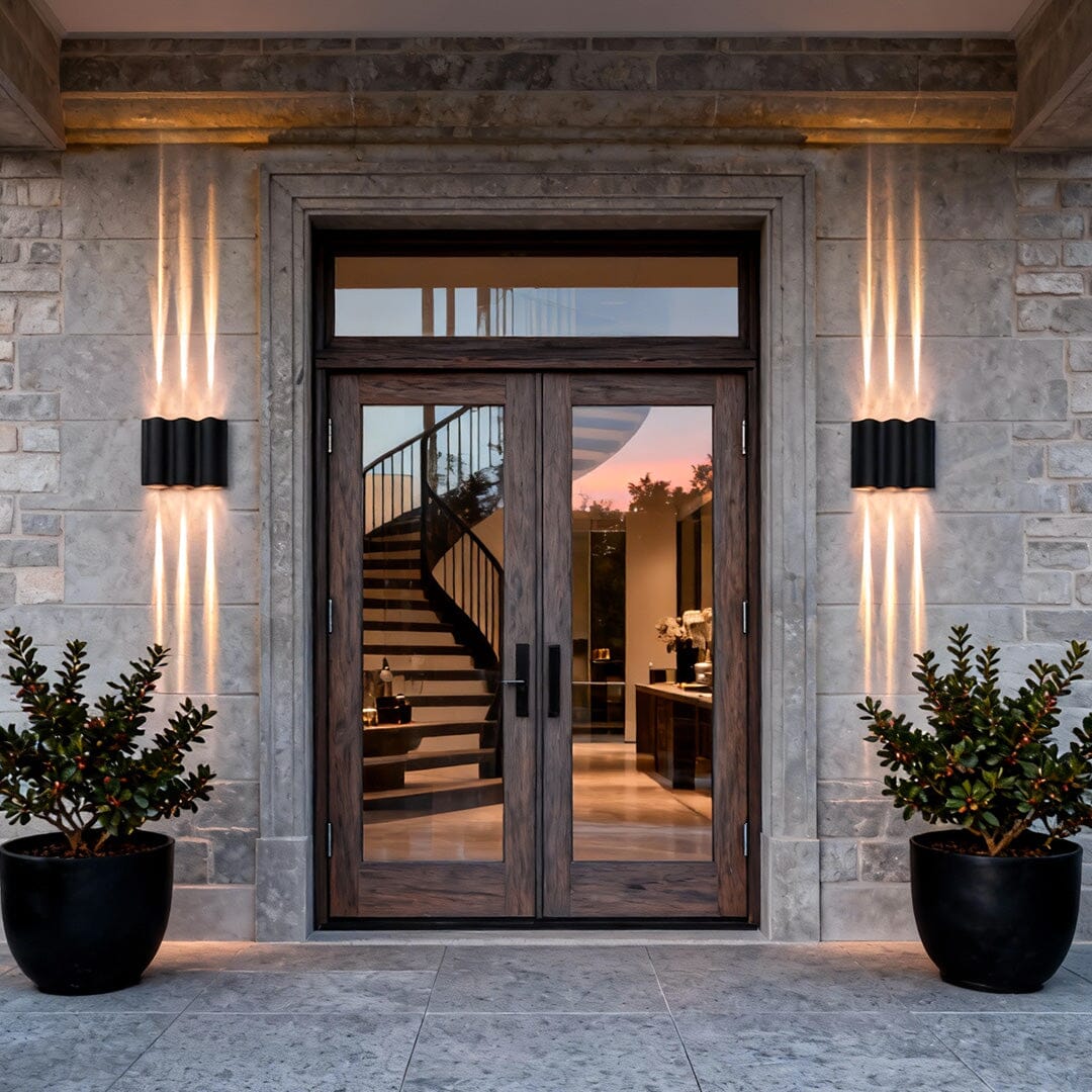 Modern Wavy Wall Light Up Down Mount Die-Cast Aluminum Glass LED Outdoor Fixture 4
