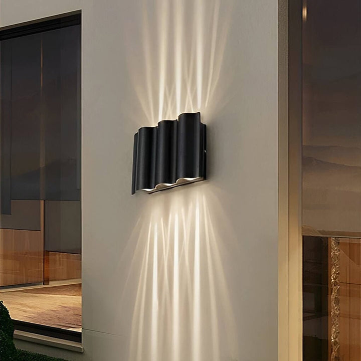 Modern Wavy Wall Light Up Down Mount Die-Cast Aluminum Glass LED Outdoor Fixture 5