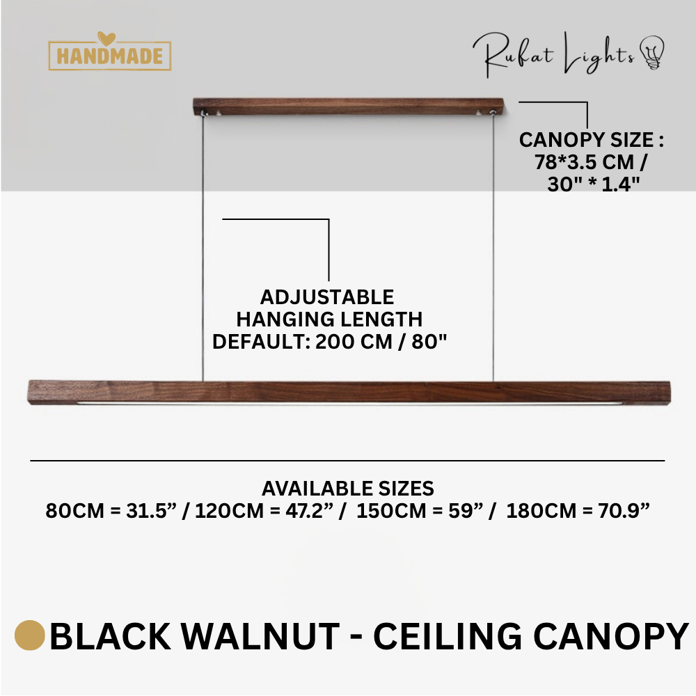 Modern Wood Chandelier Light Adjustable Hanging LED Black Walnut and Pine Dimmable 10