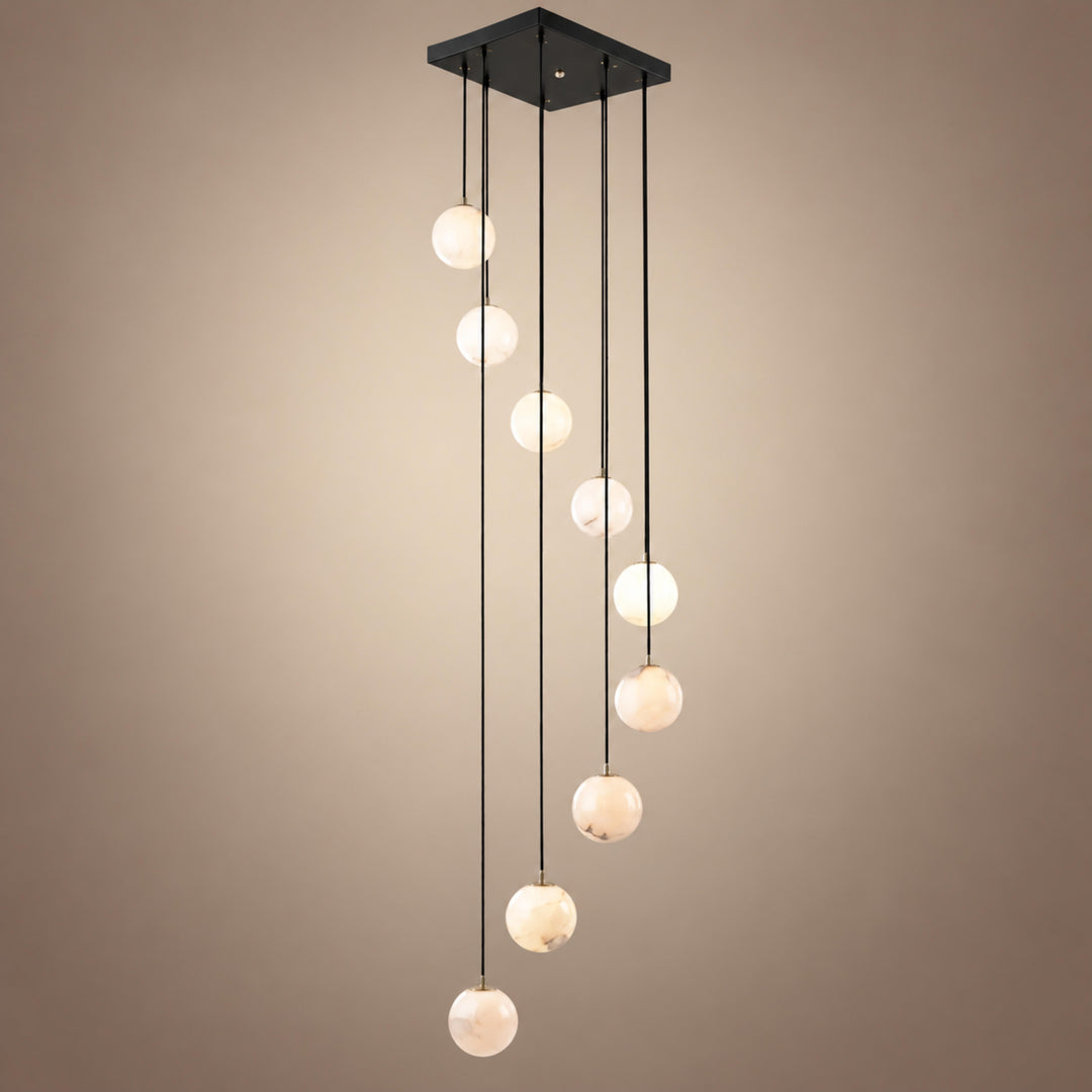 Modern Cluster Chandelier Ceiling Mounted Glass Alabaster Balls LED Lighting Fixture