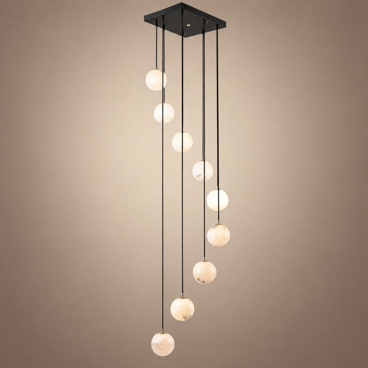 Modern Cluster Chandelier Ceiling Mounted Glass Alabaster Balls LED Lighting Fixture