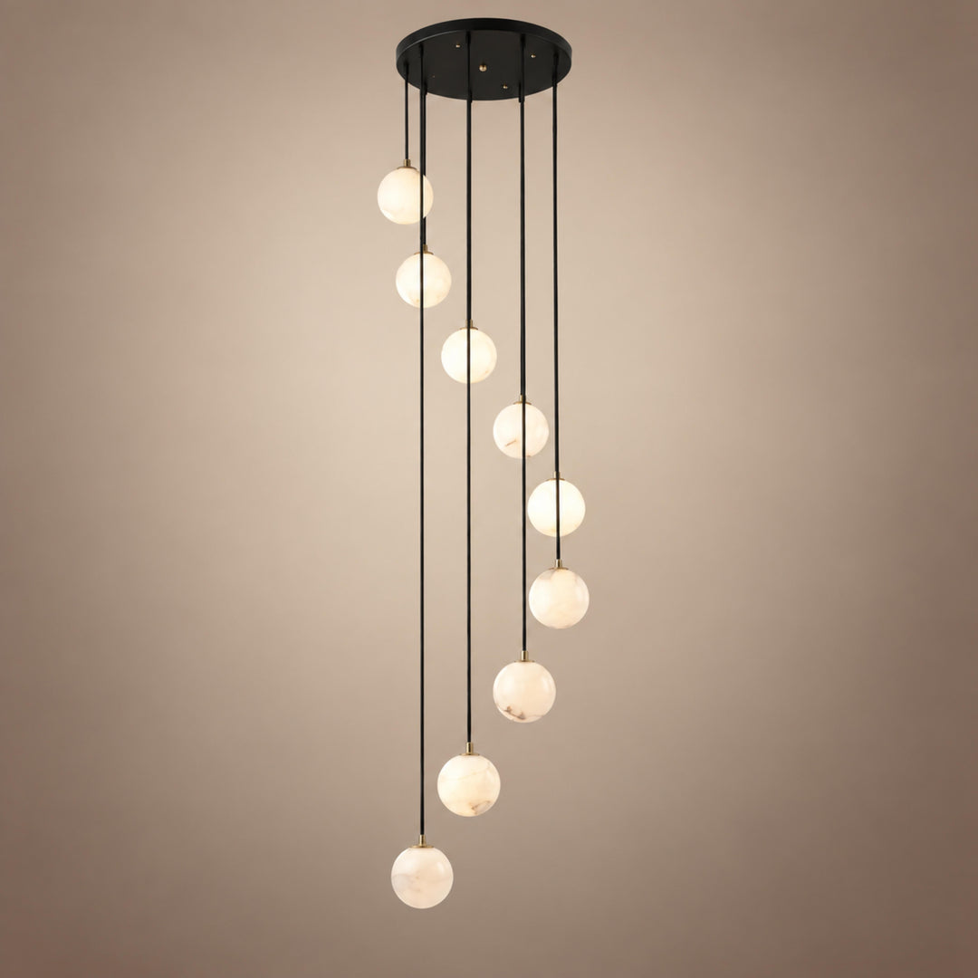 Modern Cluster Chandelier Ceiling Mounted Glass Alabaster Balls LED Lighting Fixture