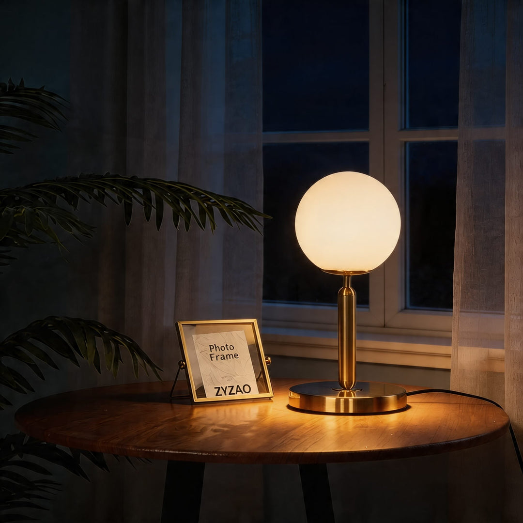 Nordic Modern Table Lamp Glass Shade Adjustable LED E26 Bulb for Bedroom or Desk 1