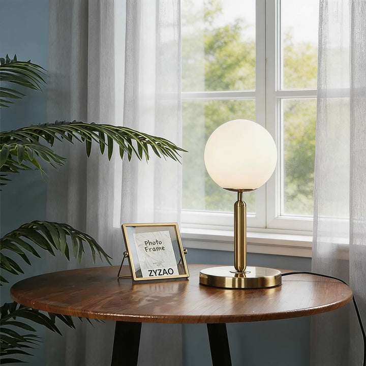 Nordic Modern Table Lamp Glass Shade Adjustable LED E26 Bulb for Bedroom or Desk 2