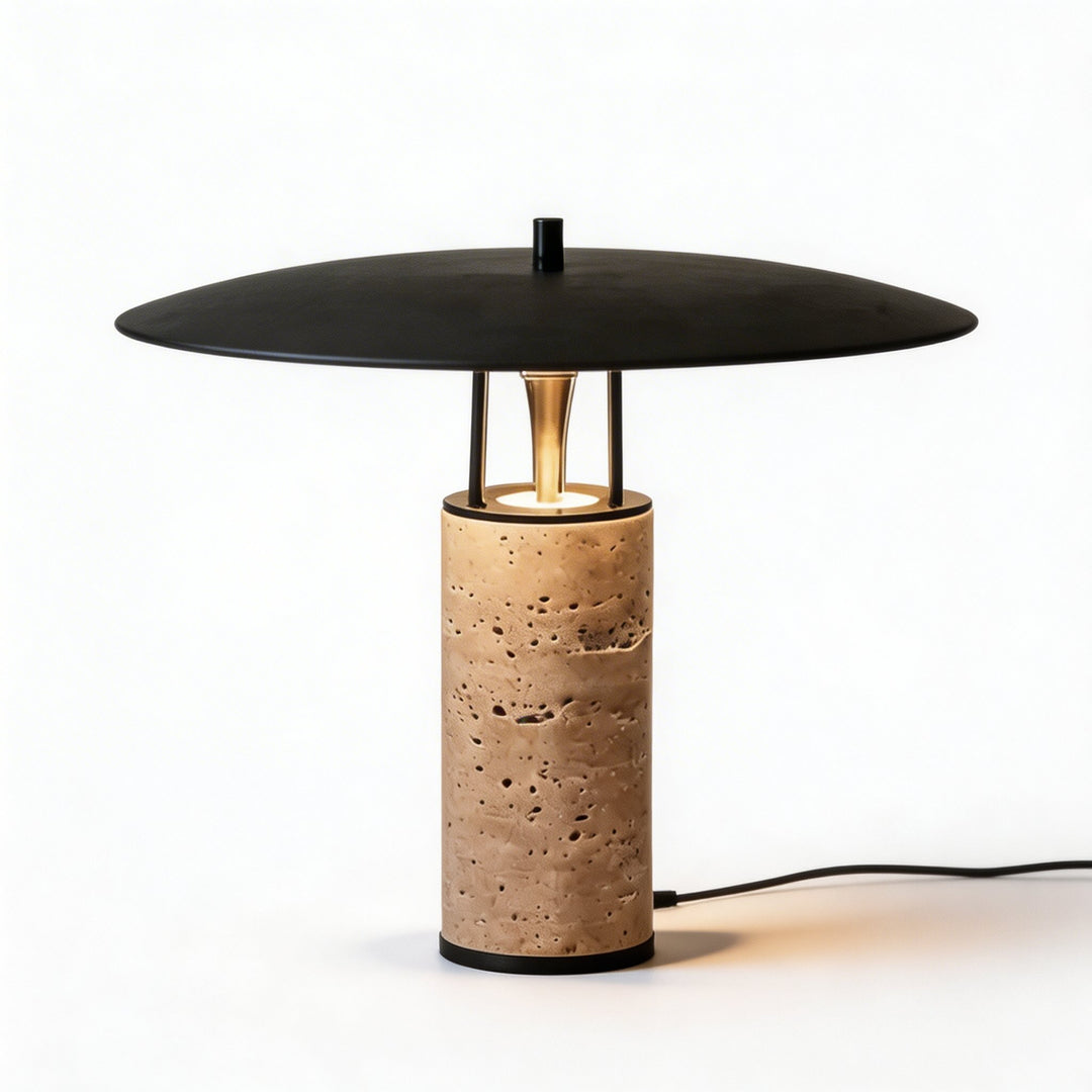 Nordic Postmodern Table Lamp with Travertine Base for Bedroom and Living Room Lighting 3