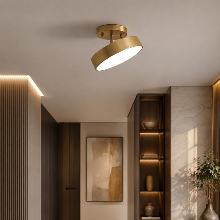 Nordic Style LED Flush Mount Ceiling Light Adjustable Color Temperature Acrylic Shade Copper Finish