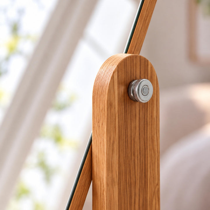 Modern Makeup Mirror Wooden Vanity Mirror 360° Rotating Compact Design for Countertop Use