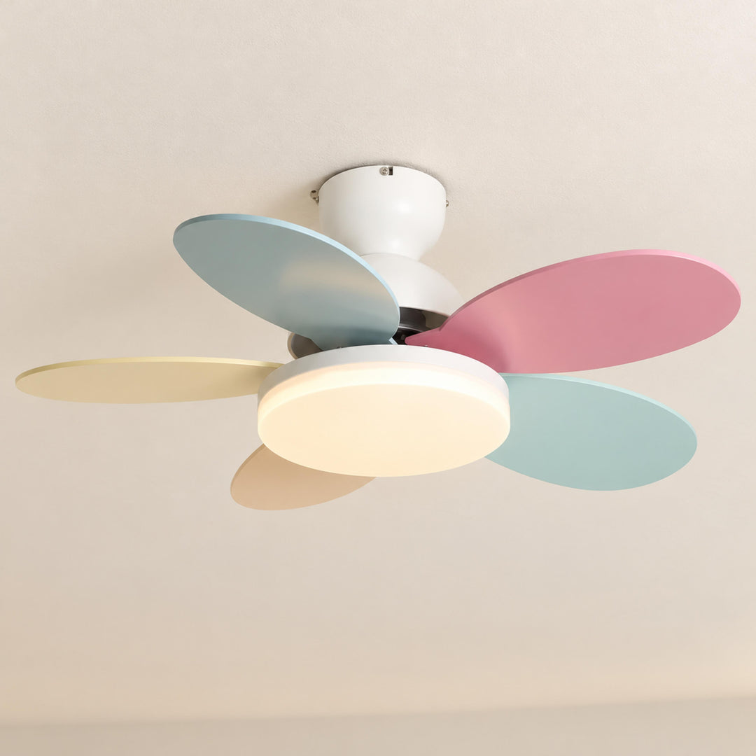 Modern Ceiling Fan Light Wall Mounted Metal Frame Integrated LED for Indoor Air Circulation