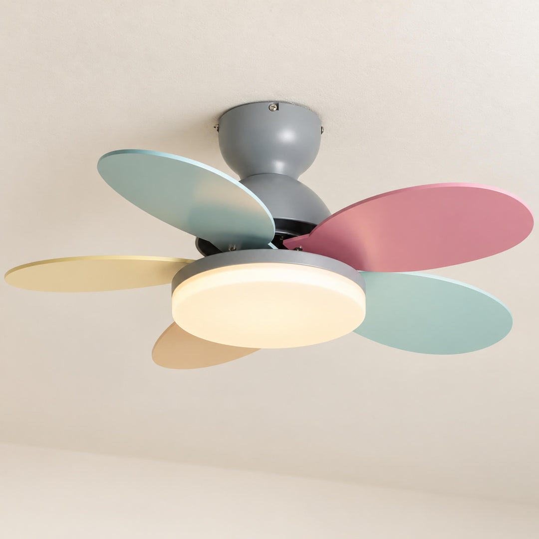 Modern Ceiling Fan Light Wall Mounted Metal Frame Integrated LED for Indoor Air Circulation