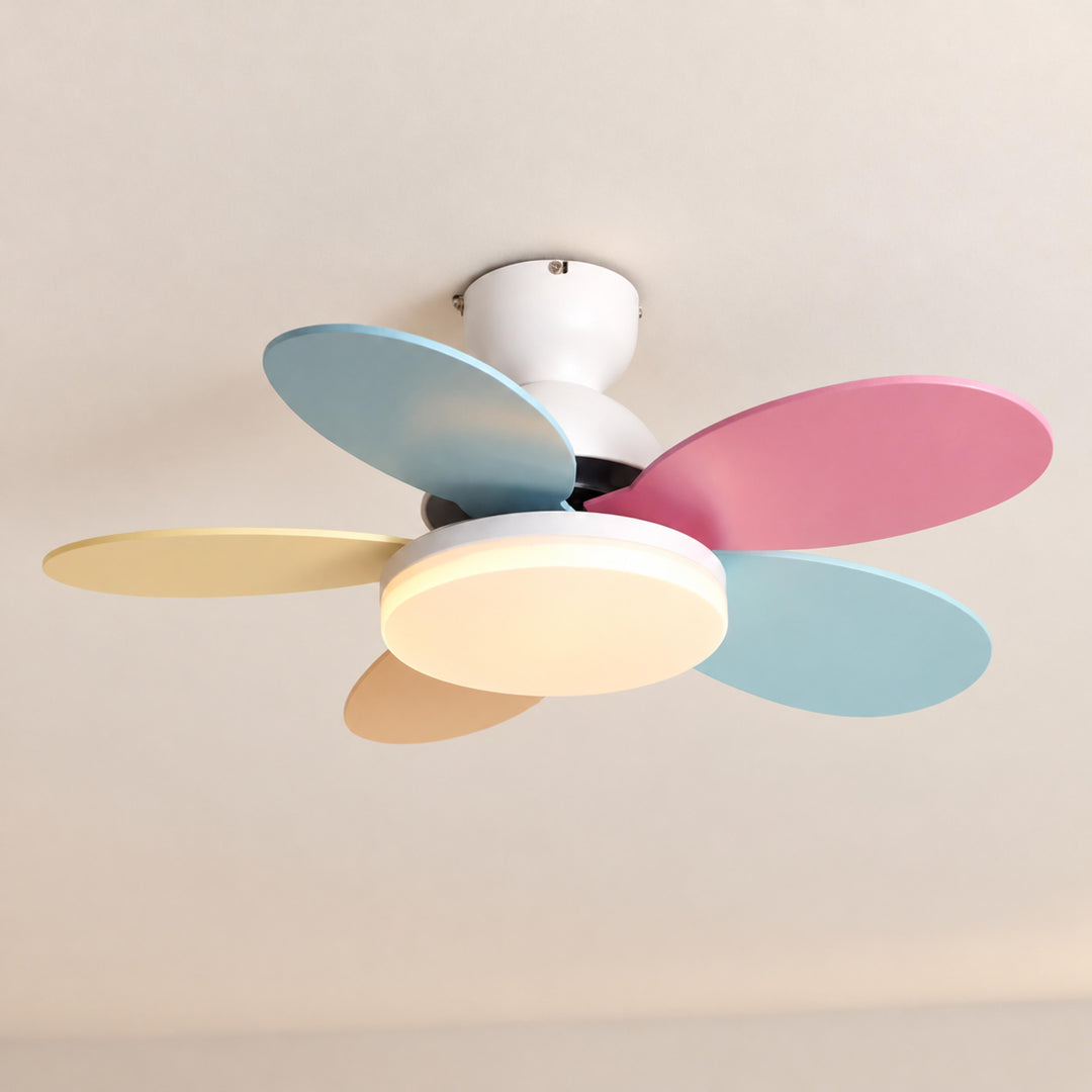 Modern Ceiling Fan Light Wall Mounted Metal Frame Integrated LED for Indoor Air Circulation