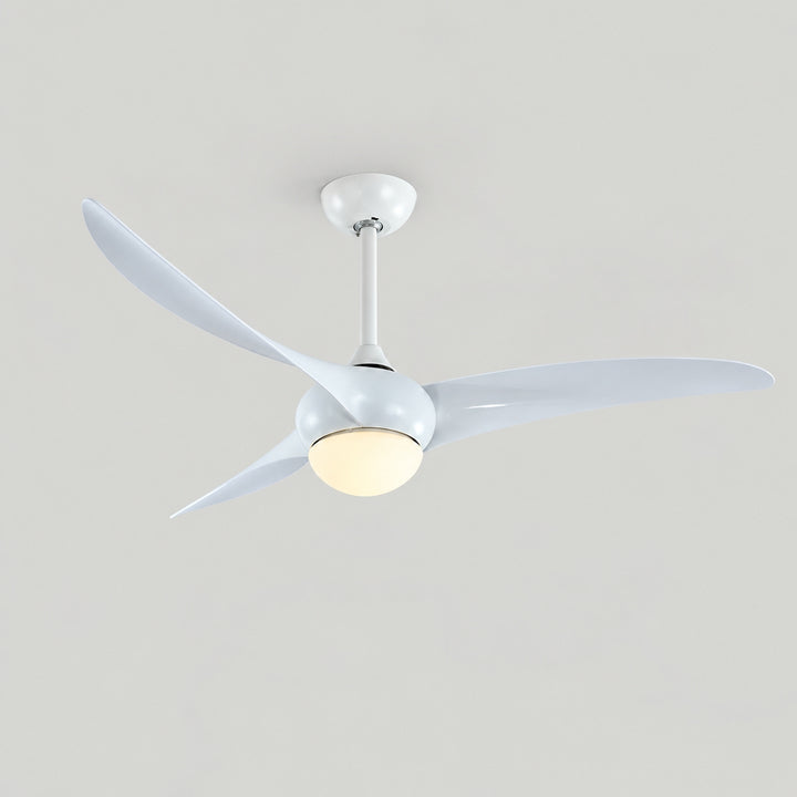 Traditional Ceiling Fan with Wood Blades Flush Mount Opal Glass Diffuser for Indoor Use