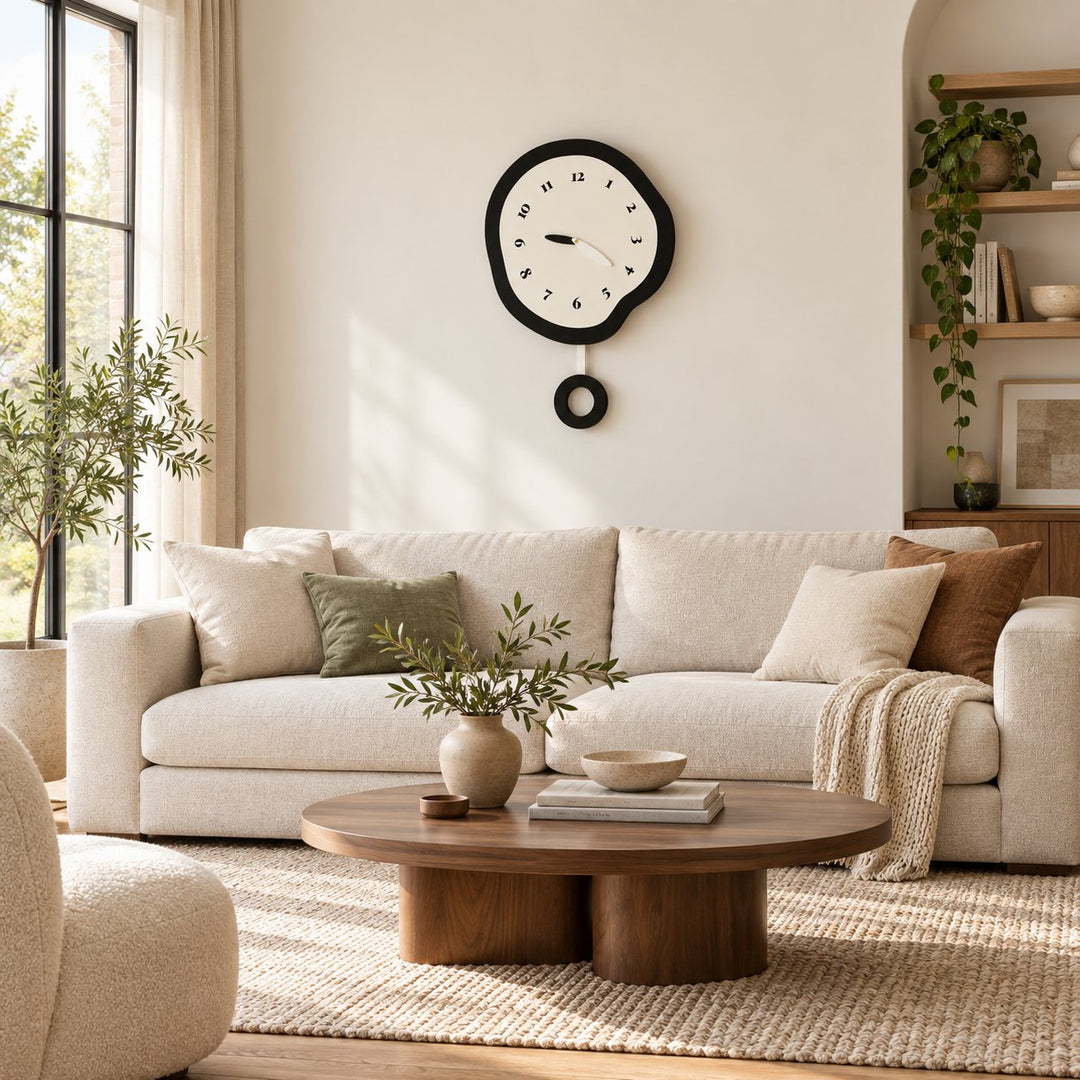 Modern Large Wall Clock Abstract Design MDF Acrylic Silent Quartz Movement Decor
