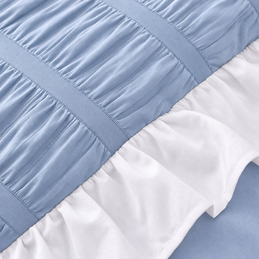 Modern Ribbed Bedding Set with Duvet Cover Flat and Fitted Sheets in 100% Cotton