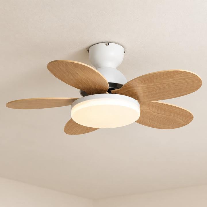 Modern Ceiling Fan Light Wall Mounted Metal Frame Integrated LED for Indoor Air Circulation
