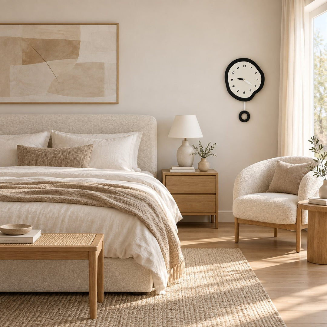 Modern Large Wall Clock Abstract Design MDF Acrylic Silent Quartz Movement Decor