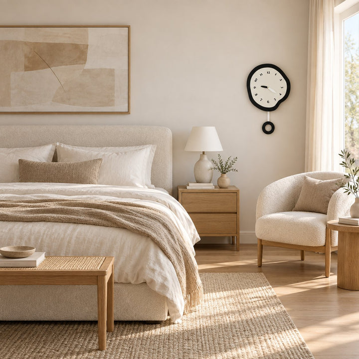 Modern Large Wall Clock Abstract Design MDF Acrylic Silent Quartz Movement Decor